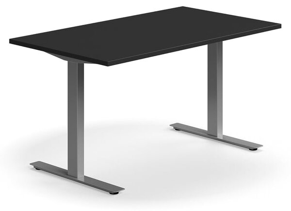 AJ Produkty Psací stůl QBUS, T-nohy, 1400x800 mm, stříbrná podnož, černá
