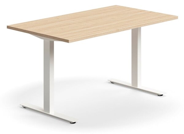 AJ Produkty Psací stůl QBUS, T-nohy, 1400x800 mm, bílá podnož, dub