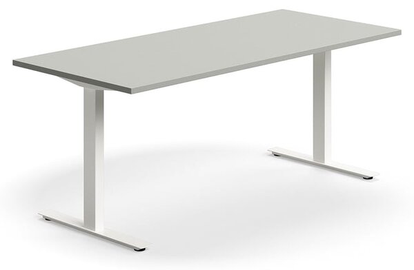 AJ Produkty Psací stůl QBUS, T-nohy, 1800x800 mm, bílá podnož, světle šedá