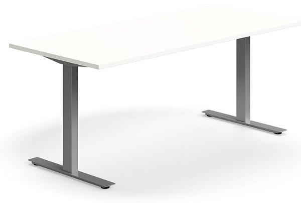 AJ Produkty Psací stůl QBUS, T-nohy, 1800x800 mm, stříbrná podnož, bílá