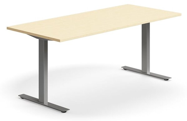AJ Produkty Psací stůl QBUS, T-nohy, 1800x800 mm, stříbrná podnož, bříza