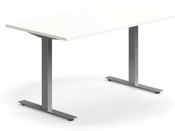AJ Produkty Psací stůl QBUS, T-nohy, 1400x800 mm, stříbrná podnož, bílá
