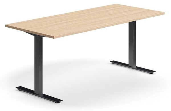 AJ Produkty Psací stůl QBUS, T-nohy, 1800x800 mm, černá podnož, dub