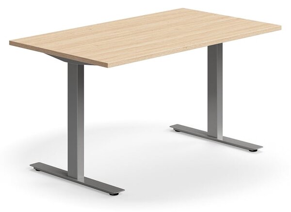 AJ Produkty Psací stůl QBUS, T-nohy, 1400x800 mm, stříbrná podnož, dub