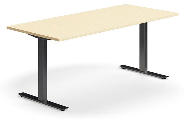 AJ Produkty Psací stůl QBUS, T-nohy, 1800x800 mm, černá podnož, bříza