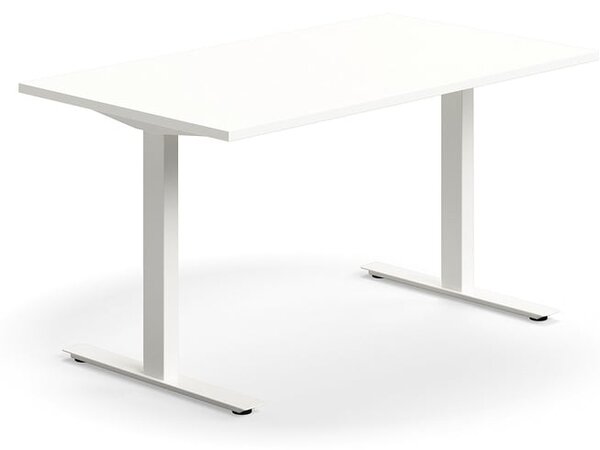 AJ Produkty Psací stůl QBUS, T-nohy, 1400x800 mm, bílá podnož, bílá