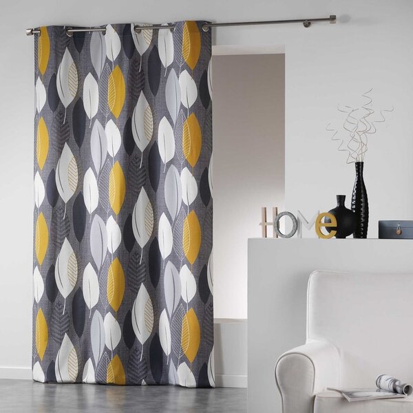 Žluto-šedý závěs 140x240 cm Leafy – douceur d'intérieur