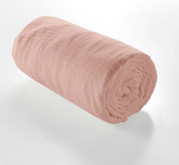 Růžové napínací mušelínové prostěradlo 160x200 cm Angelia – douceur d'intérieur