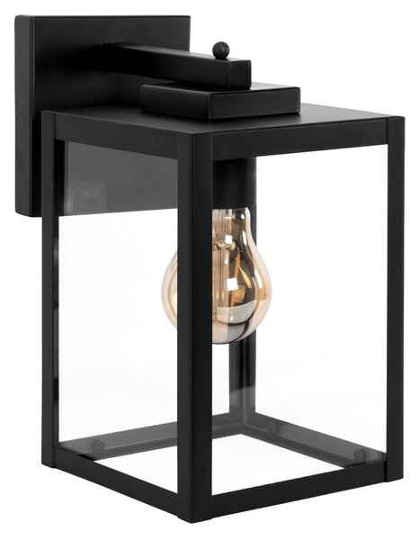 Toolight Toolight, JNH038-1G, venkovní nástěnné svítidlo se skleněnými tabulkami, 1× E27, IP44, černá matná, OSW-56224
