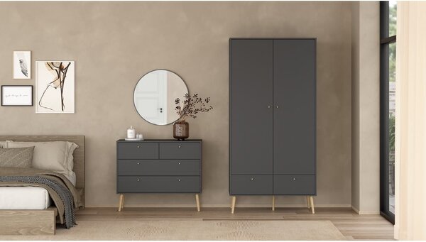 Antracitová šatní skříň 99x200 cm Bodo – Tvilum