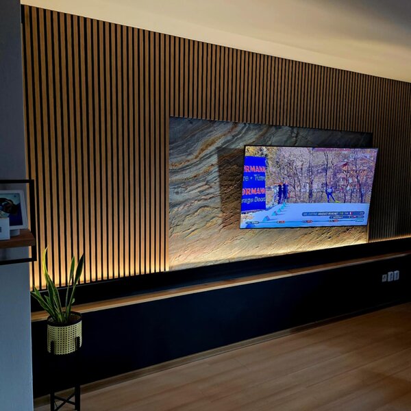 Akustický panel s dřevěnou dýhou - dekor dub hnědý | 260 x 60,5 cm | AK003_LONG | .cz