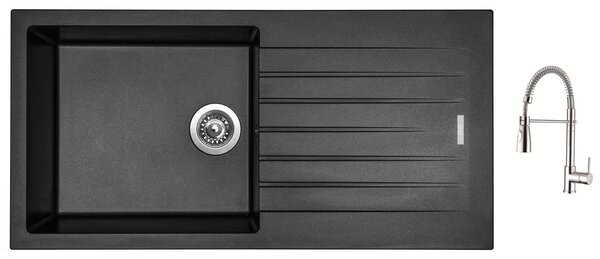 Granitový dřez Sinks PERFECTO 1000 Metalblack + Dřezová baterie Sinks MIX 35 PROF S chrom
