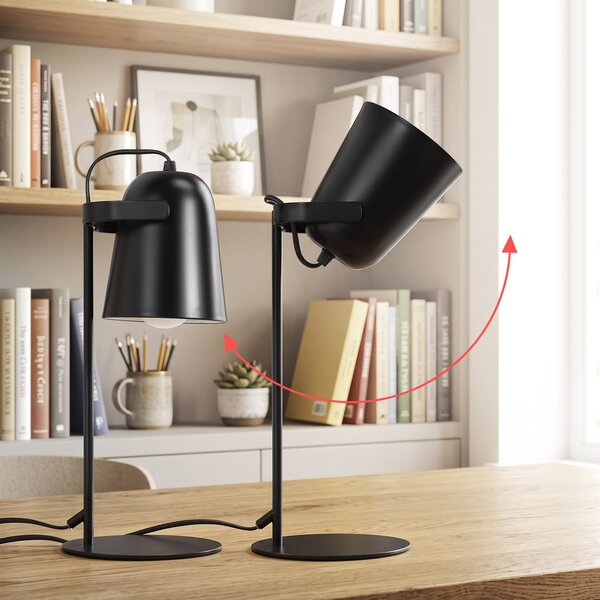 Toolight Toolight, JNH047-1T, kovová stolní lampa s pohyblivým reflektorem, v. 37 cm, 1× E27, černá, OSW-56239