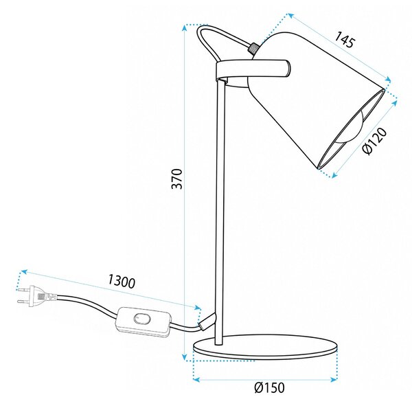 Toolight Toolight, JNH047-1T, kovová stolní lampa s pohyblivým reflektorem, v. 37 cm, 1× E27, černá, OSW-56239