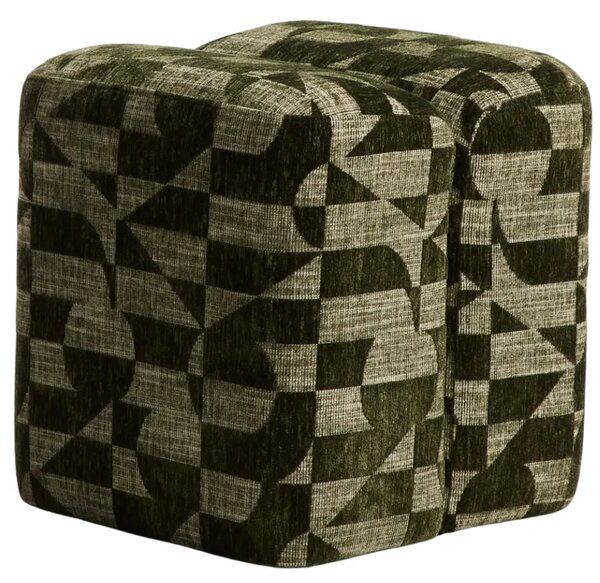 Kave Home Zelený vzorovaný puf Nedilo 45 x 45 cm