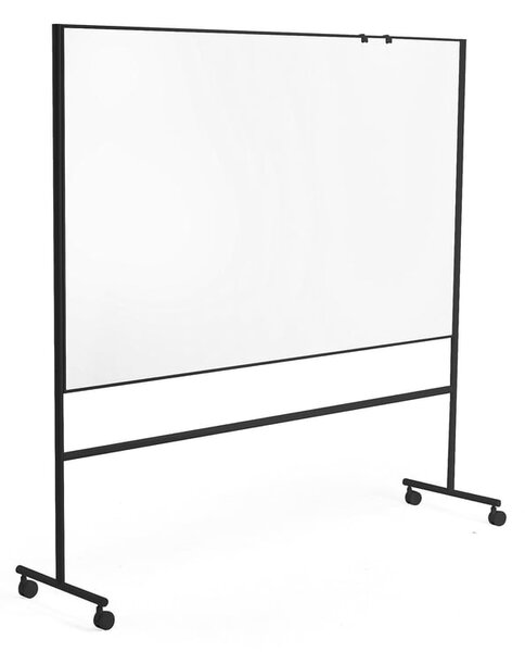 AJ Produkty Mobilní bílá tabule EMMA, oboustranná, 2000x1200 mm, černý rám