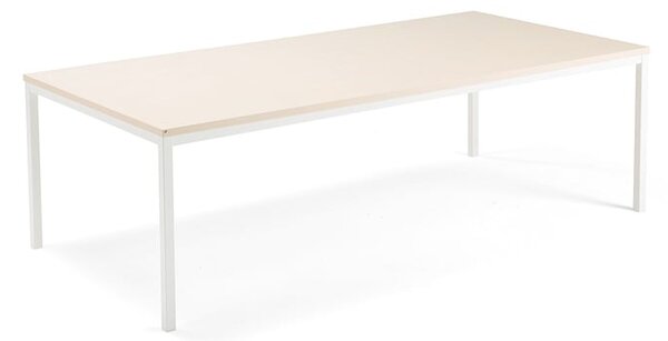 AJ Produkty Jednací stůl QBUS, 2400x1200 mm, 4 nohy, bílý rám, bříza