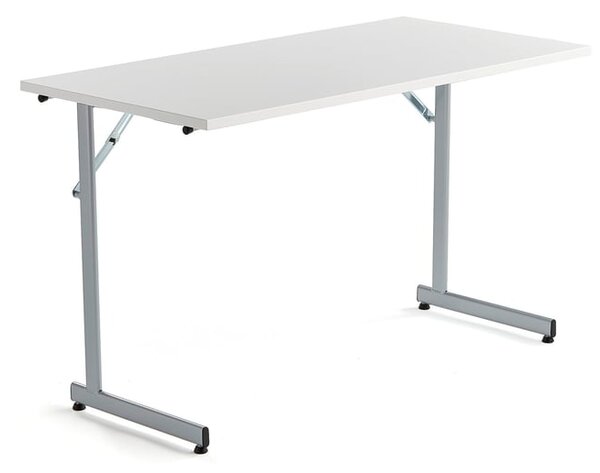 AJ Produkty Skládací stůl CLAIRE, 1200x600 mm, bílá, hliníkově šedá