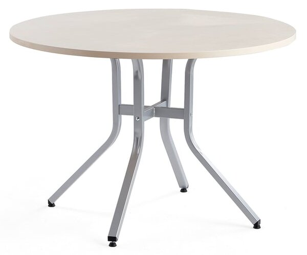 AJ Produkty Stůl VARIOUS, Ø1100 mm, výška 740 mm, stříbrná, bříza