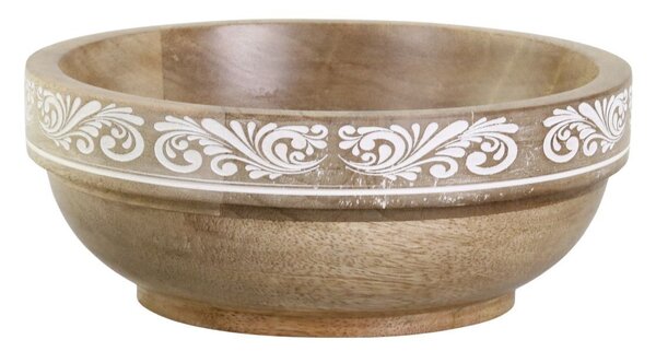 Dřevěná miska z mangového dřeva s řezbami Tours - Ø 20*9 cm / 900ml - Chic Antique