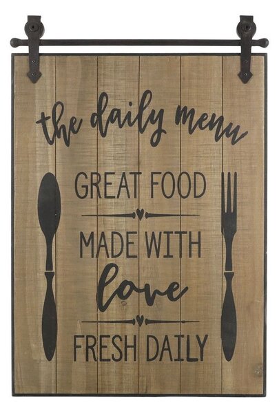 Hnědá kovovo-dřevěná nástěnná cedule The Daily Menu – 38*2*57 cm - Chic Antique