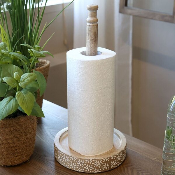 Stojan na kuchyňské utěrky z mangového dřeva s řezbami Tours - 18*36 cm - Chic Antique