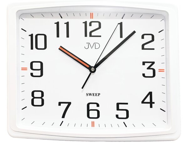 JVD Nástěnné tiché netikající bílé hranaté hodiny JVD HX2497.1