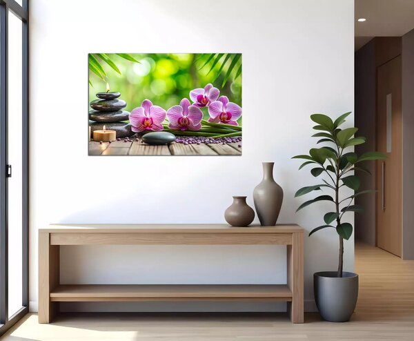 Obraz na plátně Orchideje a svíčky