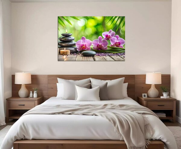 Obraz na plátně Orchideje a svíčky