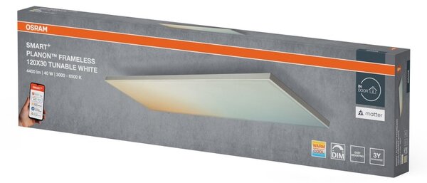 Chytrý LED panel MATTER Planon Bezrámový 1200x300mm Laditelná Bílá