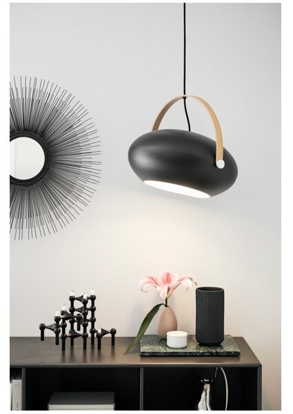 Halo Design 734382 - Lustr na lanku DC 1xE27/40W/230V pr. 40 cm černá/dub