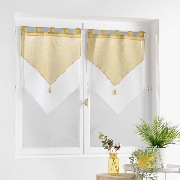Žluto-bílé záclony v sadě 2 ks 60x90 cm Duetto – douceur d'intérieur