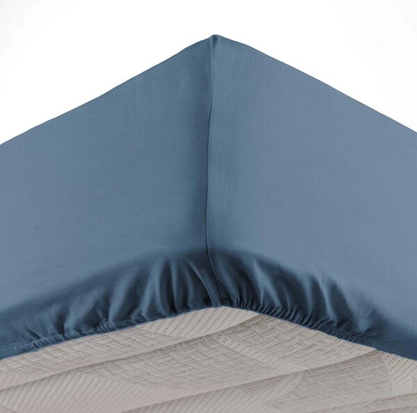 Modré napínací prostěradlo z mikrovlákna 90x190 cm Oscar – douceur d'intérieur