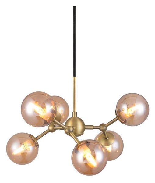 Halo Design 736560 - Lustr na lanku ATOM 6xG9/28W/230V pr. 45 cm mosaz/k. béžová