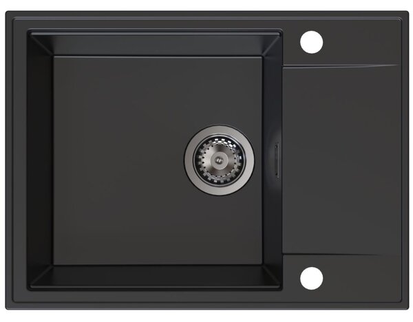 Sink Quality Sink55, kuchyňský granitový dřez 620x460x215 mm + grafitový sifon, černá, SKQ-SINK.C.1KKO.XB
