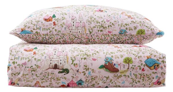 Růžové bavlněné dětské povlečení na jednolůžko 135x200 cm Fairytale – Belle & Boo