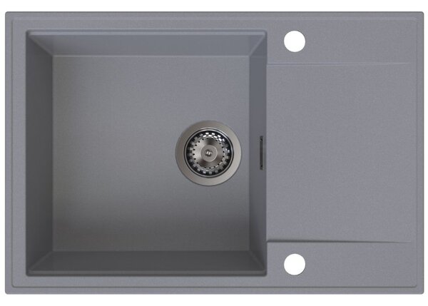 Sink Quality Sink55, kuchyňský granitový dřez 680x460x215 mm + grafitový sifon, šedá, SKQ-SINK.D.1KDO.XB