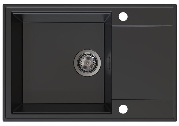 Sink Quality Sink55, kuchyňský granitový dřez 680x460x215 mm + grafitový sifon, černá, SKQ-SINK.C.1KDO.XB