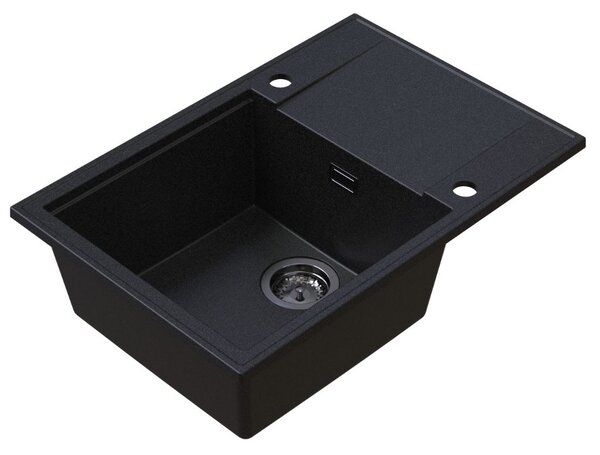 Sink Quality Sink55, kuchyňský granitový dřez 680x460x215 mm + grafitový sifon, grafitová, SKQ-SINK.G.1KDO.XB