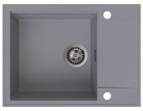 Sink Quality Sink55, kuchyňský granitový dřez 620x460x215 mm + grafitový sifon, šedá, SKQ-SINK.D.1KKO.XB