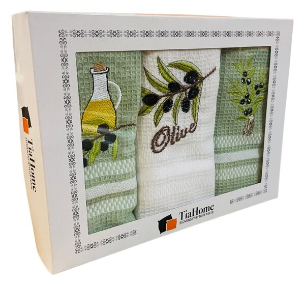Utěrky na nádobí vaflové Olive 3ks 40x60cm TiaHome