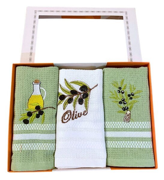 Utěrky na nádobí vaflové Olive 3ks 40x60cm TiaHome