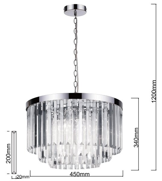 Lustr na řetězu VETRO 5xE14/60W/230V lesklý chrom