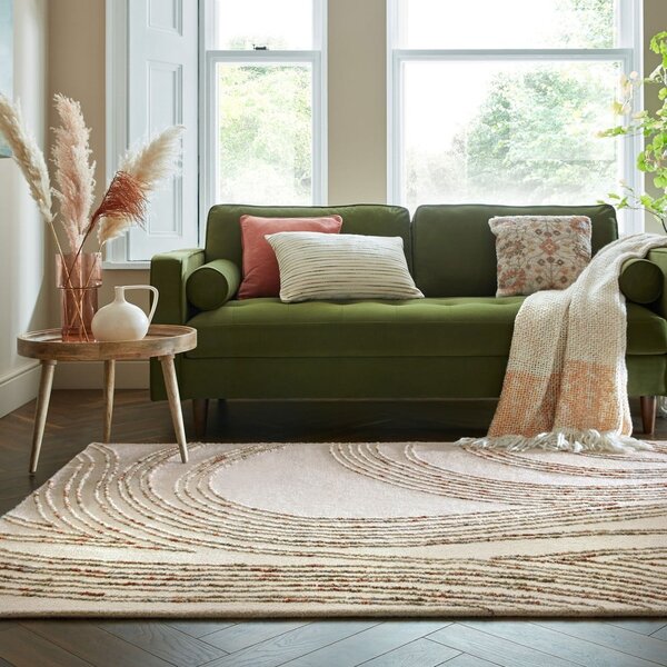Oranžový/krémový vlněný koberec 80x150 cm Abstract Swirl – Flair Rugs