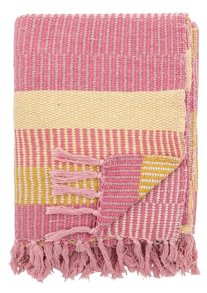 Žlutá/růžová deka z recyklované bavlny 130x160 cm Isnel – Bloomingville