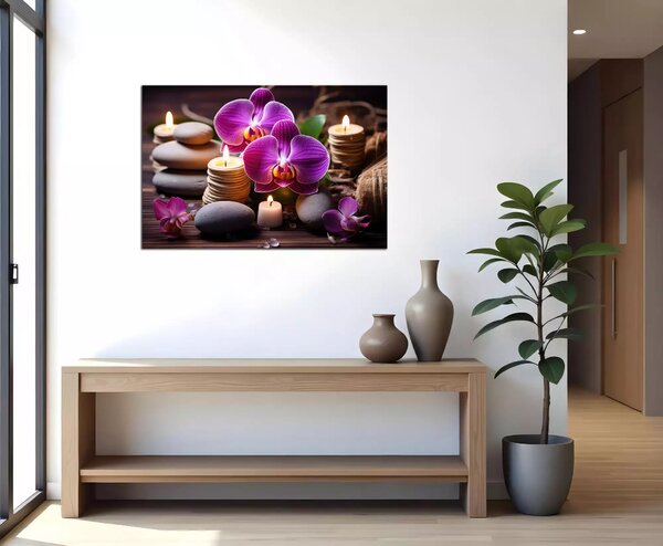 Obraz na plátně Zen kameny a orchideje