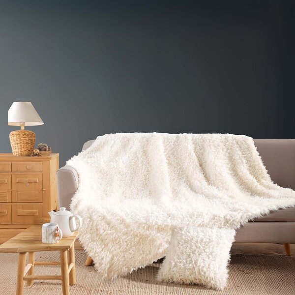 Krémová deka z umělé kožešiny 220x240 cm Mouton – douceur d'intérieur