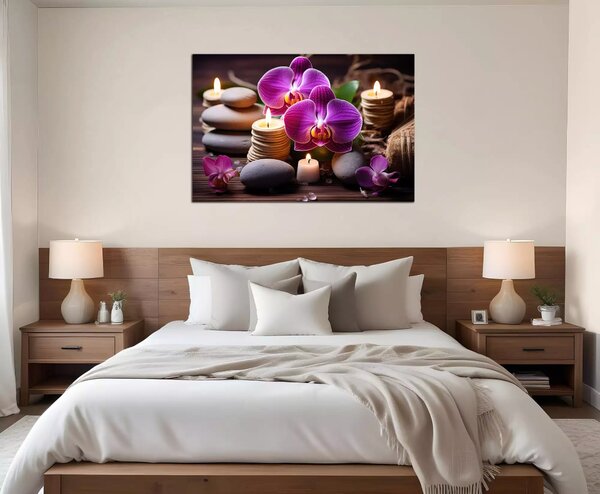 Obraz na plátně Zen kameny a orchideje