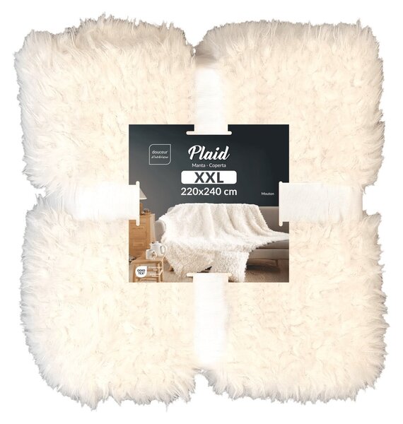 Krémová deka z umělé kožešiny 220x240 cm Mouton – douceur d'intérieur