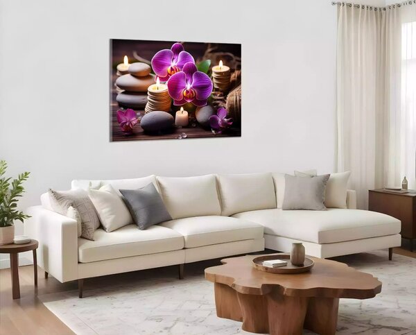 Obraz na plátně Zen kameny a orchideje